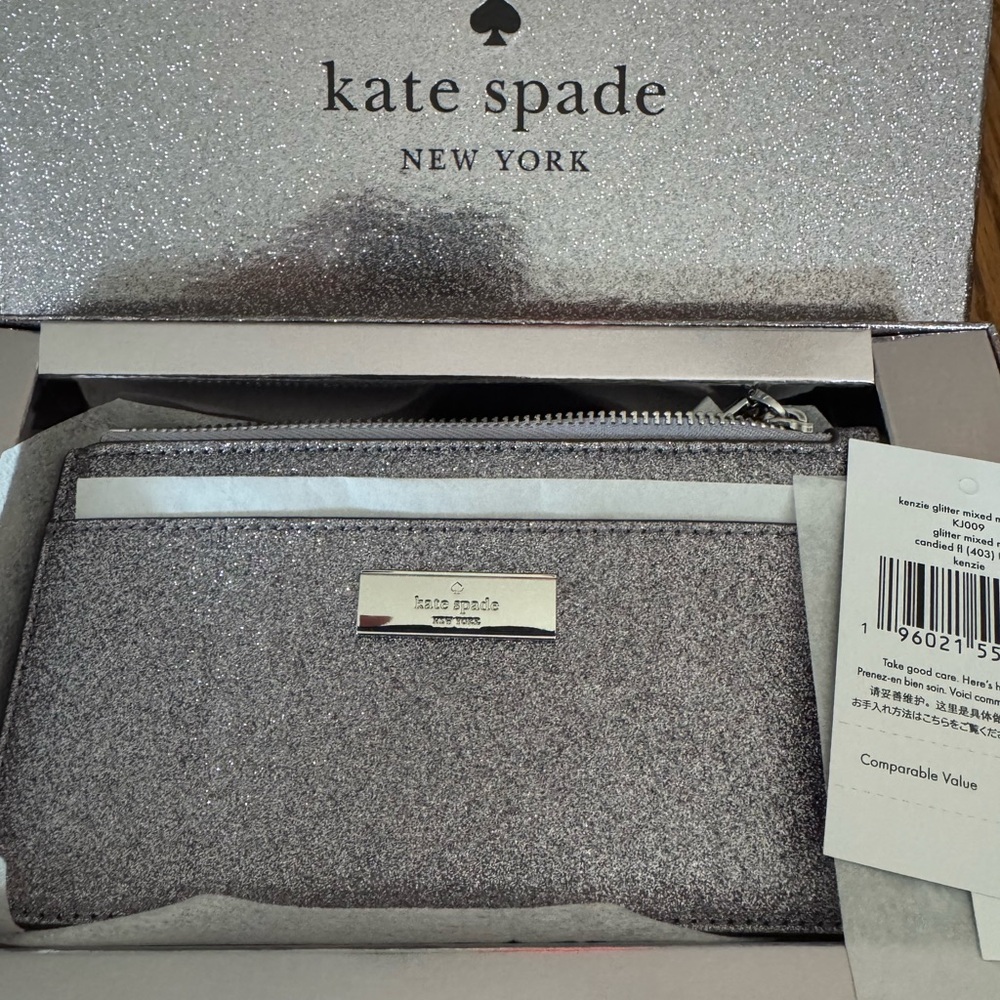 SOLD—Kate Spade Glittering Silver Card Holder